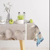 Kumsalda Deniz Kabukları Desenli Leke Tutmaz Masa Örtüsü 4 Boy - 2