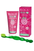R.O.C.S. Kıds 3-7 Yaş Ahududu Smoothıe Tadında Florürsüz Diş Mcn+3-7 Kids Fırça Seti-yeşil - 1
