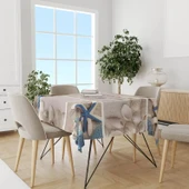 Kumsalda Deniz Kabukları Desenli Leke Tutmaz Masa Örtüsü 4 Boy - 1