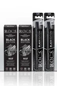 R.O.C.S. Rocs Black Edition Kömür Özlü Beyazlatıcı Ağız Bakım Seti - 2 Macun Ve 2 Fırça thumbnail 1