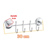 Metal 4'lü Askı Banyo Lavabo Vidalı Askılık Sağlam Aparat Krom Askılık Elbise Havlu Asma Askı - 2