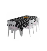 Siyah Beyaz Kaktüs Desenli Dijital Baskılı Leke Tutmaz Masa Örtüsü - 1
