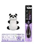 R.O.C.S. Baby Neon Komple Ağız Bakım Seti - Ihlamur Macun + Neon Fırçası Mor+panda Saklama Kabı - 1