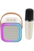 Karaoke Kablosuz Hoparlör Mikrofonlu Rgb Işıklı Bluetooth Speaker Tf Kart/usb Beyaz - 2