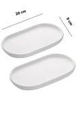 3 Lü Seramik Oval Kahvaltı Tabağı Masa Ortası Meze Tabağı, Sunumluk 20*9 - 3