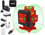 KOBB KBL35G Profesyonel Li-ion Şarjlı 4X360⁰ Otomatik Hizalamalı Yeşil Çapraz Çizgi Lazer Distomat + Uzaktan Kumanda - 1