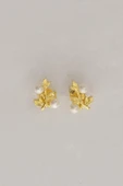 Gümüş altın yaldızlı incili sarmaşık küpe SGTL12842GOLD - 4
