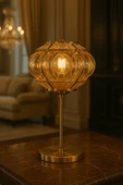 Çağla Serisi Kristal Cam Abajur, Masa Lambası, Lux Abajur, Ev Hediyesi Abajur thumbnail 1