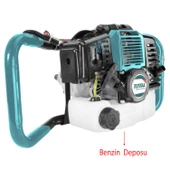 Benzinli Zemin Delme Burgu Makinesi Delik Açma 1.4 KW Fide Dikme Total Toprak Seti 150 mm 800 mm - 3