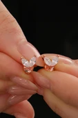 Gümüş rose markız kesim zirkon taşlı buz çiçeği küpe SGTL12838ROSE thumbnail 1