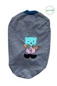 Sevimli Yeşil Ayıcık Aksesuarlı Gri Kedi Köpek Kıyafeti Elbisesi XLARGE/XL/Beden 4 - 3
