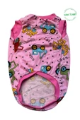 İş Makinası Desenli Pembe Kedi Köpek Kıyafeti Elbisesi S/SMALL/Beden 1 - 1