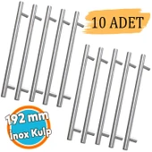 10 Adet İnox Metal Mobilya Mutfak Çekmece Dolap Dolabı Kapak Kulbu Kulpu Kulpları (192 mm - 19.2 cm) thumbnail 1