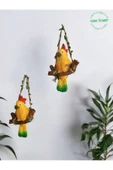 GoboTicaret 2 Adet Dekoratif Sallanan Duvar ve Bahçe Süsü Kuş Biblo Farklı Renk Seçenekleri 13*9 cm - 6