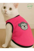 Beyaz Maymun Aksesuarlı Fosforlu Pembe Kedi Köpek Kıyafeti Elbisesi XLARGE/XL/Beden 4 - 1