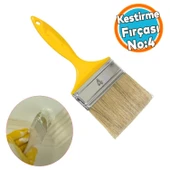 Kestirme Boyama Fırçası Plastik Saplı No 4 Numara Tavan Boya Kıl Fırça İç Dış Cephe - 1