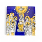 İsa Mesih'in Ölülerden Dirilişi 20x20 cm El Boyama İznik Çini Karo thumbnail 1