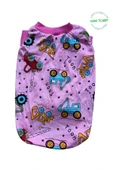 İş Makinası Desenli Pembe Kedi Köpek Kıyafeti Elbisesi S/SMALL/Beden 1 - 2
