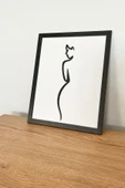Modern Siyah Çerçeveli Kadın Silüetli Ahşap Tablo | 3D Katmanlı Dekor – 25x20 cm - 1