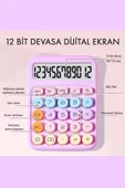 VANCKEY  Renkli Hesap Makinesi - 12 Haneli Yuvarlak Tuşlu Pembe Renk Hesap Makinesi - 4 Fonksiyonlu - 2