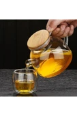 VANCKEY  1000ml Bambu Kapaklı Isıya Dayanıklı Cam Bitki Çayı Demliği Cam Sürahi - 4