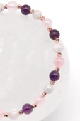 Aytaşı-Ametist-Pembe Kuvars Doğal Taş Makrome Örme Bileklik Küre Kesim thumbnail 2