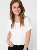 ONLY Bayan Geniş Yaka Basic Tişört 15106662 thumbnail 12