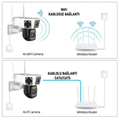 O-KAM 3014 6MP WiFi Kablosuz Dual Lens Güvenlik Kamerası Hareketli, Gece Görüşlü, Dış & İç Kullanım - 4