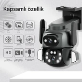 Hina WİFİ Güvenlik Kamerası Dual Lens 6MP Süper HD PTZ Hareketli Sesli Gece Görüşlü Akıllı Kamera - 9