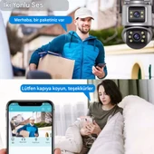 ViVa232 Wifi 6mp Dual Lens Ip 360° Akıllı Güvenlik Kamerası 128 GB Hareketli Kablosuz Gece Görüşü Kişi Takibi Türkçe Sesli Görüşme Dış Iç Kamera - 4