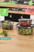 3’lü Saklama Kabı Seti Erzak Kabı Buzdolabı Kabı Orta Boy Bpa Free - 2