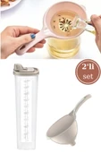 Flora Yağlık Sosluk Şişesi Yağdanlık 1000ml ve İnce Elekli Yağ Süzgeci 2’li Seti - 1