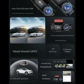 L308 4K UHD Araç İçi Kamera Wi-Fi GPS 128GB IR Gece Görüşü, Çift Lens Ön-Arka-İç Kayıt APP Kontrol DashCam - 3