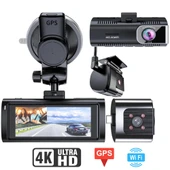 4K UHD Araç İçi Kamera 128GB – WiFi, GPS, IR Gece Görüşü, Çift Lens Ön-Arka-İç Kayıt,DashCam - 1