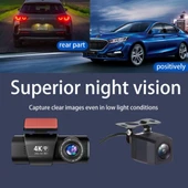L308 4K UHD Araç İçi Kamera Wi-Fi GPS 128GB IR Gece Görüşü, Çift Lens Ön-Arka-İç Kayıt APP Kontrol DashCam - 9