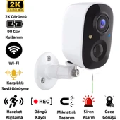 O-KAM 3033 2K WiFi Şarjlı 128GB Akıllı Güvenlik Kamerası Su Geçirmez Gece Görüşlü Bebek Odasıİç ve Dış Mekan Kullanım - 1