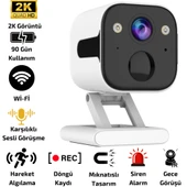 O-KAM 3030 2K WiFi Şarjlı 128GB Akıllı Güvenlik Kamerası Su Geçirmez Gece Görüşlü Bebek Odasıİç ve Dış Mekan Kullanım - 1