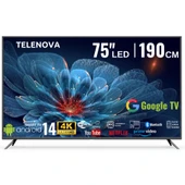Telenova 75 İnç 190 Ekran 4K Ultra HD Android 14, Smart TV LED HDR WiFi Netflix & YouTube Destekli - 1