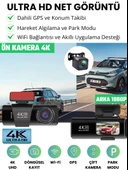 L308 4K UHD Araç İçi Kamera Wi-Fi GPS 128GB IR Gece Görüşü, Çift Lens Ön-Arka-İç Kayıt APP Kontrol DashCam - 4