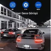 K17 4K UHD WiFi GPS Araç İçi Kamera 128GB Dahil IR Gece Görüş, Çift Lens (Ön-Arka-İç) Dashcam Kayıt - 6