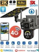 X36 Solar Güvenlik Kamerası 4G Sim Kartlı 6MP PTZ Full HD Kablosuz Gece Görüşlü Güneş Panelli Kamera - 1