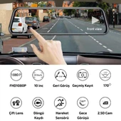 CC-63 Araç İçi Dikiz Aynası Kamerası – 128GB, 10” Tam Ekran Full HD, Park Modu, Geri Görüş Kamerası Türkçe - 10