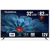 Telenova 32” İnç 82 Ekran LED TV HD Uydu Alıcılı, 12V Destekli, Taşınabilir, Karavan, Ev, Ofis İçin - 1
