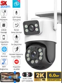 6MP Dual Lens Akıllı WiFi Güvenlik Kamerası Gece Görüşü Hareketli PTZ İnsan Takibi Sesli Alarm 3012 - 1