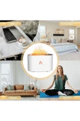 Yeni Nesil Hava Nemlendirici Buhar Mak. Ultrasonik Led Işıklı 180 Ml Alev Efektli Şömine Beyaz - 3