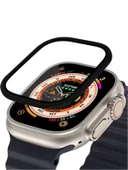Apple Watch Uyumlu Ekran Koruyucu Siyah 49mm Ultra 2-3 Temperli Akıllı Saat Camı Çizilmez Çelik Çerçeveli - 1