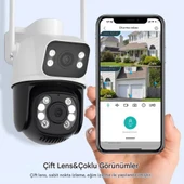 6MP Dual Lens Akıllı WiFi Güvenlik Kamerası Gece Görüşü Hareketli PTZ İnsan Takibi Sesli Alarm 3012 - 4