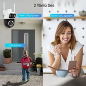 6MP Dual Lens Akıllı WiFi Güvenlik Kamerası Gece Görüşü Hareketli PTZ İnsan Takibi Sesli Alarm 3012 - 5