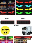 80+80cm 2'li Şeytan Led Gözler Animasyonlu Araba,kamyon,otobüs Kumandalı Esnek Ön Arka Cam Rgb Ekran - 1