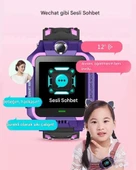 Watch Kameralı GPS Takipli Akıllı Çocuk Saati SIM Kartlı Ortam Dinleme iPhone Huawei Android iOS 8 9 Mor - 7